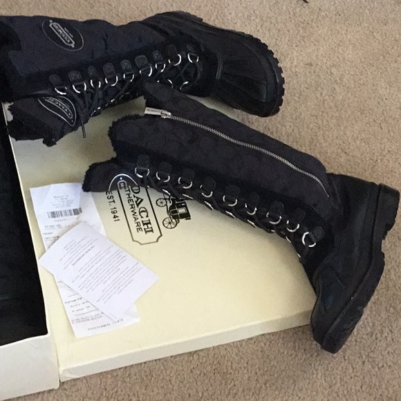 Sz’s 7.5 OR 8 LIBBY BLACK Signature Logo Eyelet Zipper Tall Calf BOOTS EUC A7175 - Picture 12 of 16